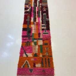 Handmade Moroccan Wool Runner Rug Abstract Berber Hallway Rug - thumbnail 3
