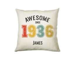90Th Birthday Gift For Men - Personalised Cushion Age 90 Him Custom Retro Vintage Number Design Dad Grandad Ninety Bng90C - thumbnail 1