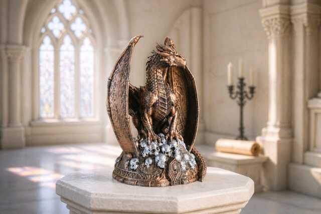 Dragon - Skull Throne Gothic Mythical Ornament Figurine Stunning Detail - image 1
