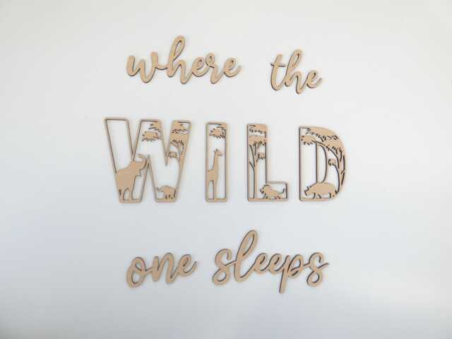 Where The Wild One Sleeps Wooden Sign - Jungle Animal Theme Decoration Children's Bedroom Playroom Wall Art - image 1