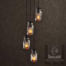 The Farmhouse 4 Light Mason Jar Chandelier - Canning Lamp Modern Rustic Decor Shabby Chic Barn - thumbnail 1
