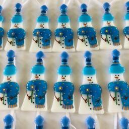 Fused Glass Snowman Decoration With Forget Me Knot Flower - Christmas Decoration, Snowman Cornish - thumbnail 4