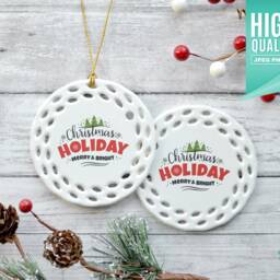 Round Open Work Porcelain Christmas Ornament, Mockup Double Sided - Add Your Own Image Template - High Quality Digital Download - thumbnail 2