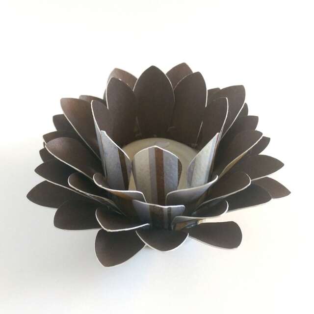Paper Lotus Lantern -Blue, Brown, Cream Stripe - image 1