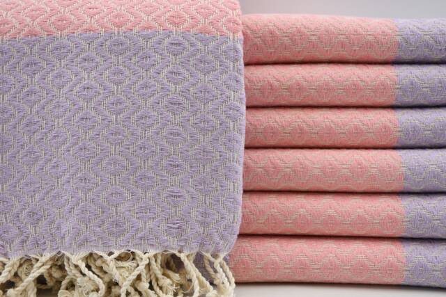 "Turkish Towel, Lilac & Light Pink Towel, Turkish Peshtemal, 40""x67" - image 1