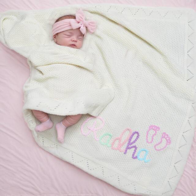 Custom Baby Name Blanket, Personalized Girl Blanket, Baby Blanket With Name, Baby Announcement, Newborn Gift, Baby Shower Gift - image 1