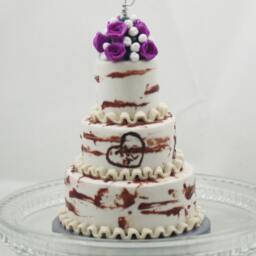 Wedding Cake Mini Replica Custom Ornament - Gift First Anniversary Newlyweds Clay Shop - thumbnail 3