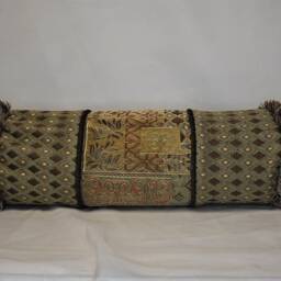 Brown Gold Rust Patchwork Print Chenille Pillows With Fringe For Sofa Chair Couch - thumbnail 3