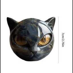 Blue Cat Stone Figurine, Marble Ornament For Home Decor, Modern Animal Sculpture, Gothic Decor - thumbnail 4