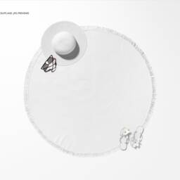 Tassel Fringe Round Beach Towel Mockup - thumbnail 2