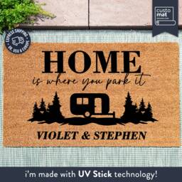 Personalized Outdoor Camper Accessories - Birthday Gift Personalised Home Is Where You Park It Motorhome Coir Doormat - thumbnail 1