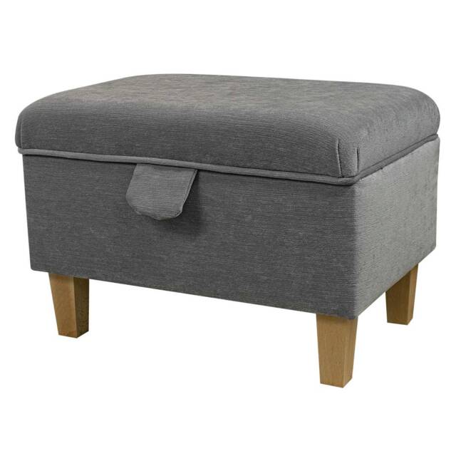 Grey Velvet Handmade Storage Ottoman Footstool - Upholstered Pouffe Toy Box British Bespoke Made - image 1