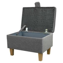 Grey Velvet Handmade Storage Ottoman Footstool - Upholstered Pouffe Toy Box British Bespoke Made - thumbnail 2