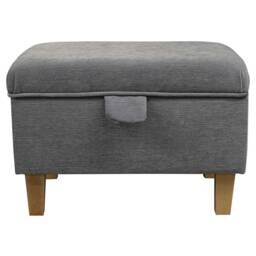 Grey Velvet Handmade Storage Ottoman Footstool - Upholstered Pouffe Toy Box British Bespoke Made - thumbnail 3