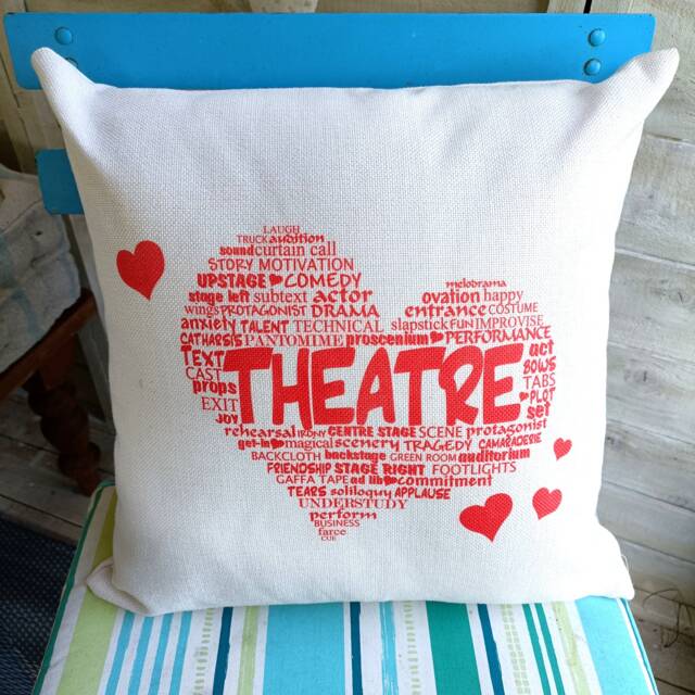Theatre Cushion, Red Heart, Theatre Lovers, Actors, Performers, Love Gift - image 1