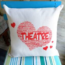 Theatre Cushion, Red Heart, Theatre Lovers, Actors, Performers, Love Gift - thumbnail 1