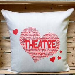 Theatre Cushion, Red Heart, Theatre Lovers, Actors, Performers, Love Gift - thumbnail 3