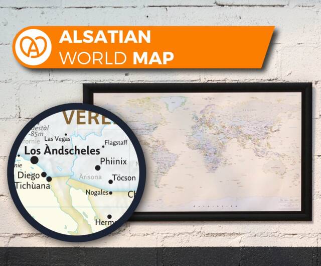 Alsatian Language World Map, Alsace Dialect Wall Art - image 1