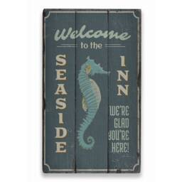 Seaside Inn Sign, Welcome Seaside, Ocean Hotel View, Lover Decor, Wooden Sale Wall Decor - Old Sign - thumbnail 2