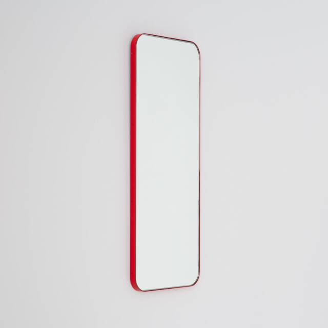 Quadris??? Rectangular Modern Mirror With Red Frame, Customisable - image 1