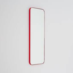 Quadris??? Rectangular Modern Mirror With Red Frame, Customisable