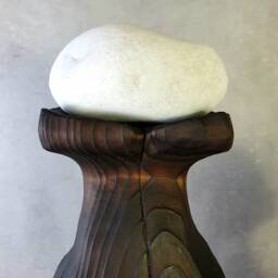 Personalized Gifts, Wood Table Sculpture, Yakisugi Technique, Wabi-Sabi Decor, Minimalist Industrial Artwork - thumbnail 3