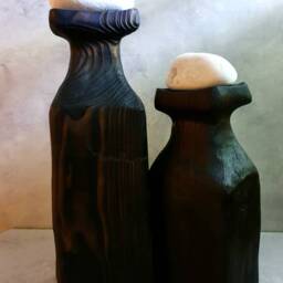 Personalized Gifts, Wood Table Sculpture, Yakisugi Technique, Wabi-Sabi Decor, Minimalist Industrial Artwork - thumbnail 2