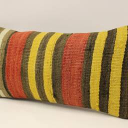 Vintage Turkish Kilim Pillow Cover 10x20, Wool Accent Cushion - thumbnail 3