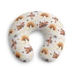 Vintage Airplane Rainbow Nursing Pillow Cover - Neutral Nursery, Boho Clouds - thumbnail 2