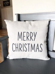 Merry Christmas Linen Pillow Cover - Rustic Farmhouse Decor - thumbnail 1