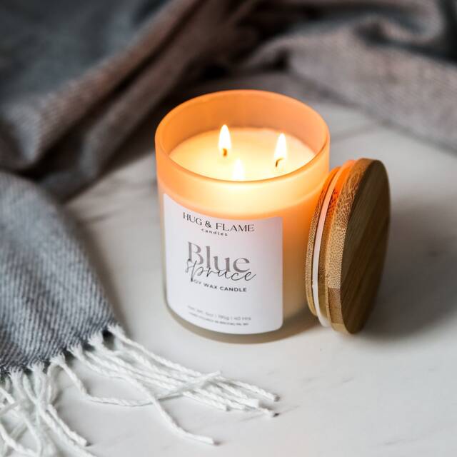 Blue Spruce Candle Three Wick Soy Wax Candle - Cozy Home - image 1