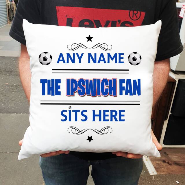 Personalised Ipswich Town Fan Cushion. With Any Name. Football Fan Cushion Personalised Gift - image 1