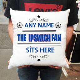 Personalised Ipswich Town Fan Cushion. With Any Name. Football Fan Cushion Personalised Gift - thumbnail 1