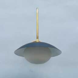 Mid-Century Modern Raw Brass Wall Sconce Lamp Handmade Curved Disk Shade Light - thumbnail 3