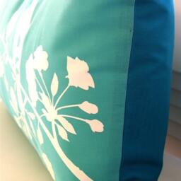 Mint Blossom Bird Pillow Teal Cotton Rectangle Throw Pillow - 12x18 - thumbnail 3