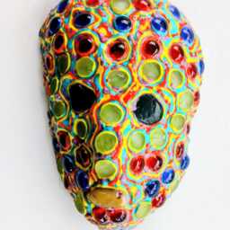 Mask/Wall Art Sculpture By A. Saldivar - One Of A Kind, Yellow, Blue, Red - thumbnail 2