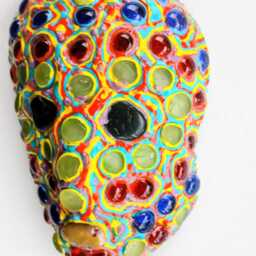Mask/Wall Art Sculpture By A. Saldivar - One Of A Kind, Yellow, Blue, Red - thumbnail 3