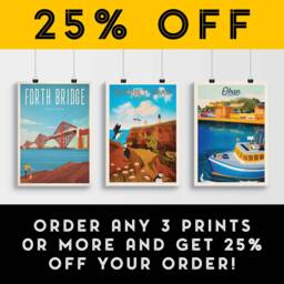 Dunnet Head Travel Poster - Puffin Print Puffins & Lighthouse Thurso Scotland Art A3, A2, A1 - thumbnail 2