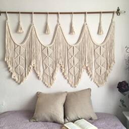 Large Macrame Wall Hanging Bohemian Home Decor Tapestry, 63 Inch - thumbnail 2