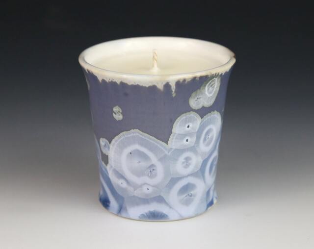 Soy Candle Crystalline 5 Oz Cup Ice Blue Purple Silver Gray With White Tumbler Sea Salt Blossom Scented #8312 - image 1