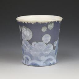 Soy Candle Crystalline 5 Oz Cup Ice Blue Purple Silver Gray With White Tumbler Sea Salt Blossom Scented #8312 - thumbnail 4