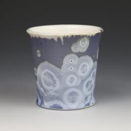 Soy Candle Crystalline 5 Oz Cup Ice Blue Purple Silver Gray With White Tumbler Sea Salt Blossom Scented #8312 - thumbnail 2
