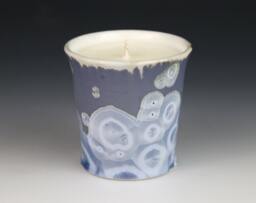 Soy Candle Crystalline 5 Oz Cup Ice Blue Purple Silver Gray With White Tumbler Sea Salt Blossom Scented #8312 - thumbnail 1