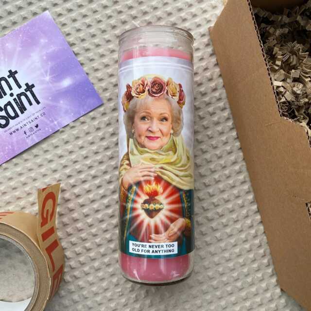 Saint Betty White Prayer Candle Scented Vegan Soy Wax, Handmade - image 1