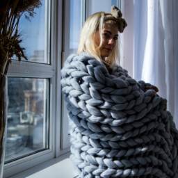 Merino Wool Chunky Knit Blanket, Super Blanket Throw Blanket, Chunky Knits, Throw - thumbnail 3