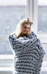 Merino Wool Chunky Knit Blanket, Super Blanket Throw Blanket, Chunky Knits, Throw - thumbnail 1