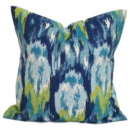 Blue Throw Pillows, Pillow Cover, Green Covers For 20x20, 18x18, 16x16 Inserts, All Sizes Incl Euro Shams & Lumbars - thumbnail 2