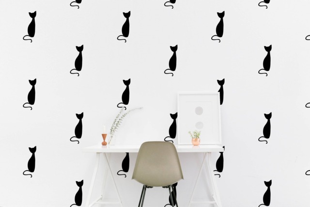Cat Wall Decal - Kitty Nursery/Kids Room Wall Sticker, Bedroom Pattern Wallpaper Vinyl Decals, Stickers Home Decor - image 1