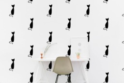 Cat Wall Decal - Kitty Nursery/Kids Room Wall Sticker, Bedroom Pattern Wallpaper Vinyl Decals, Stickers Home Decor - thumbnail 1