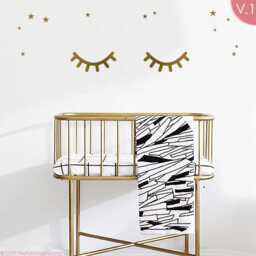 Sleepy Eyes Wall Decal With Stars Baby Nursery Decor - thumbnail 3